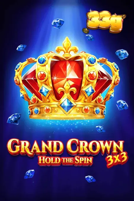 Interface do jogo de slot 3×3 Grand Crown com símbolos de frutas e coroas douradas